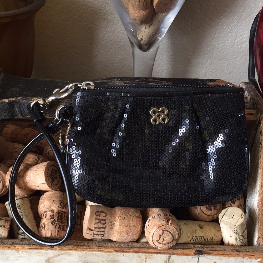Coach Black sparkle sequin wristlet